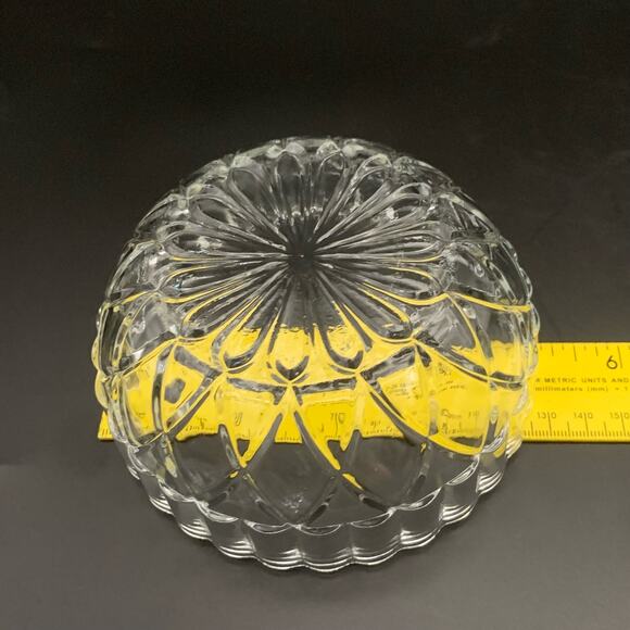 Vintage KIG Indonesia Glass Candy Dish Bowl With Lid Diamond Cut Round Pressed - Picture 10 of 10